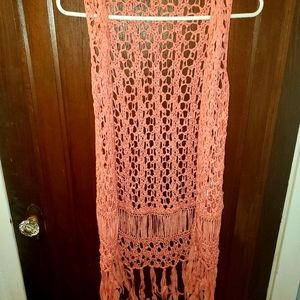 Peach Fringe Vest